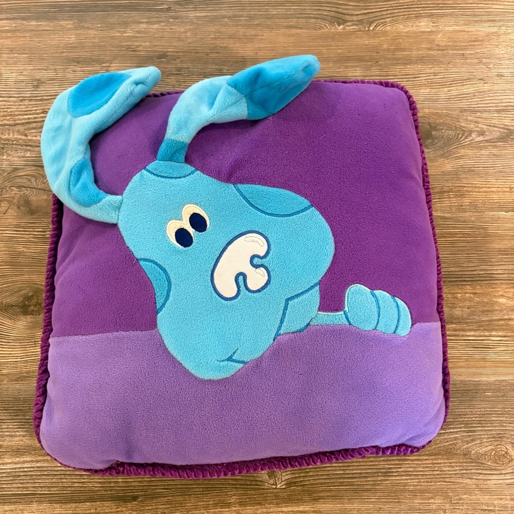 Blues Clues Plush Throw Pillow 15” x 15” Purple Blue Floppy Ears Vintage Read!!